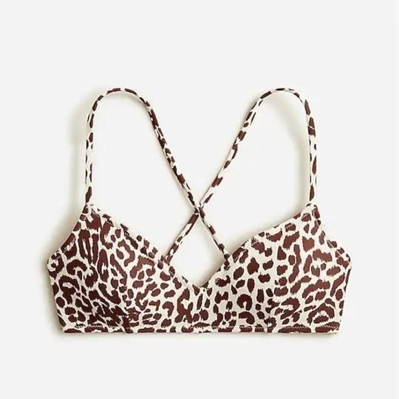 J Crew Swim Nwt Jcrew Crossback French Bikini Top Leopard Print S Poshmark